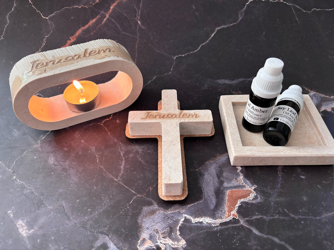 Jerusalem Stone Cross Diffuser & Essential Oils