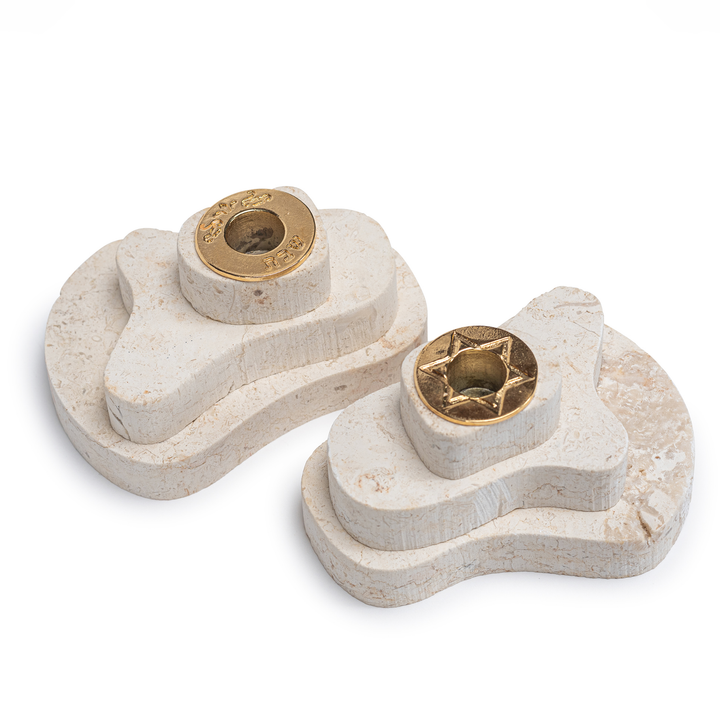 Large Jerusalem Stone Taper Candle Holders