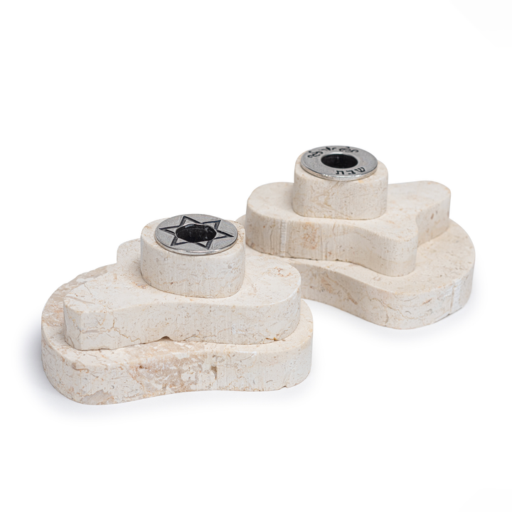 Large Jerusalem Stone Taper Candle Holders