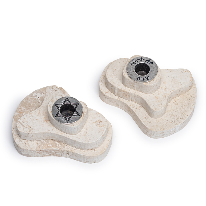 Large Jerusalem Stone Taper Candle Holders