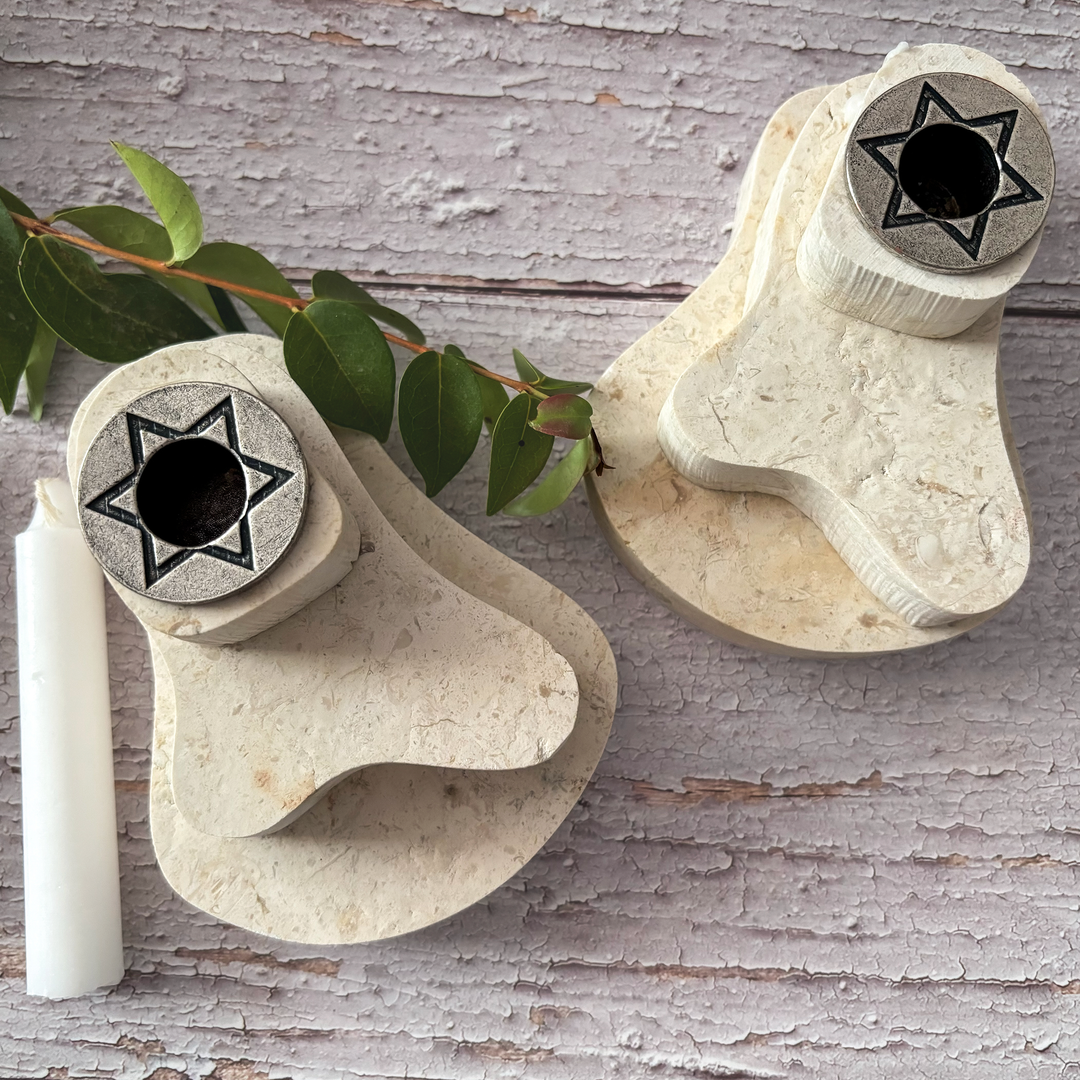 Large Jerusalem Stone Taper Candle Holders