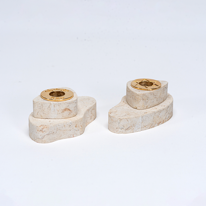 Small Jerusalem Stone Taper Candle Holders