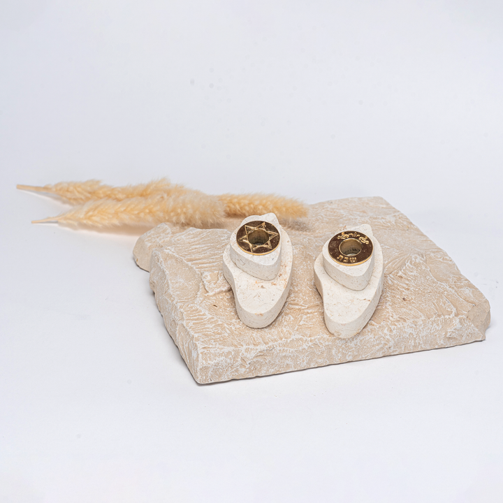 Small Jerusalem Stone Taper Candle Holders