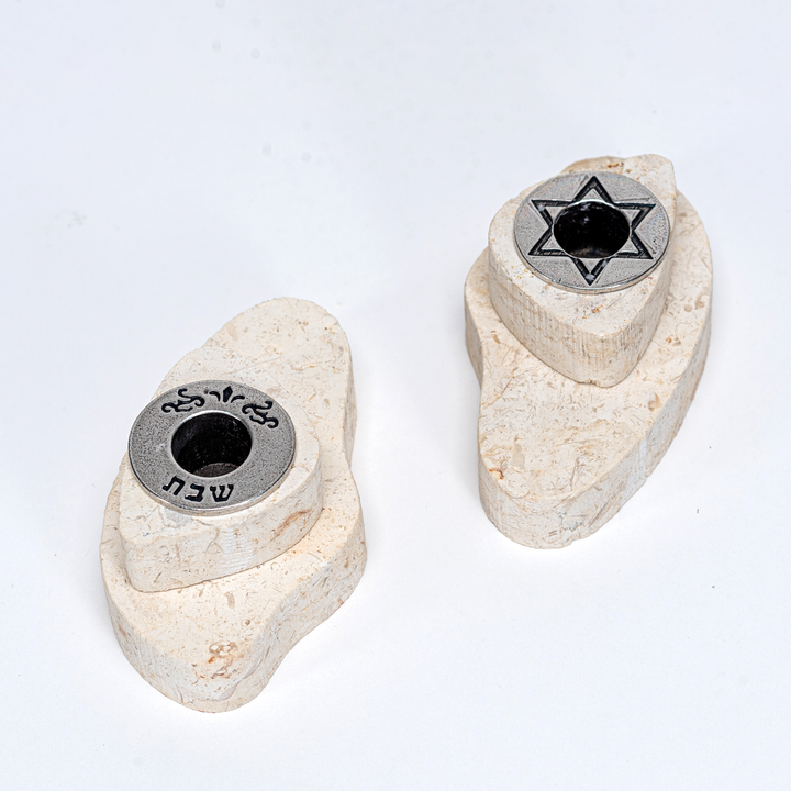 Small Jerusalem Stone Taper Candle Holders