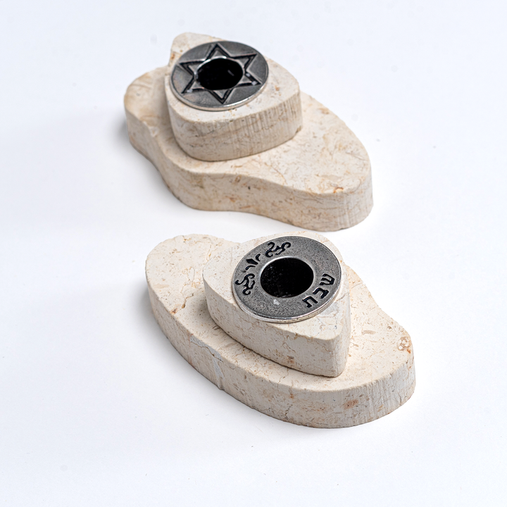 Small Jerusalem Stone Taper Candle Holders