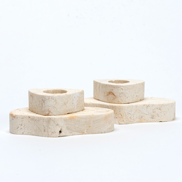 Small Jerusalem Stone Taper Candle Holders